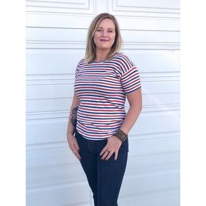 Madwell Red, White, & Blue Striped T Shirt